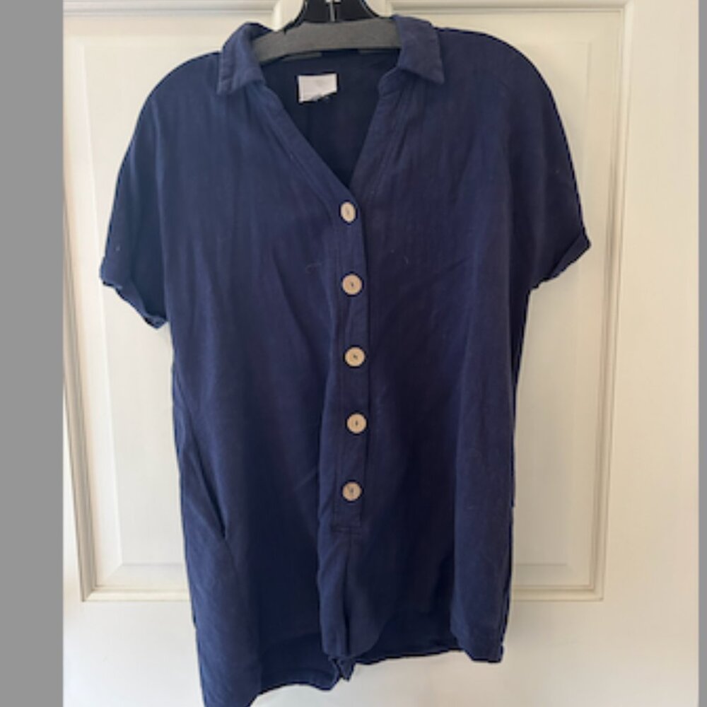 Skylar and Madison Navy Button Up Romper